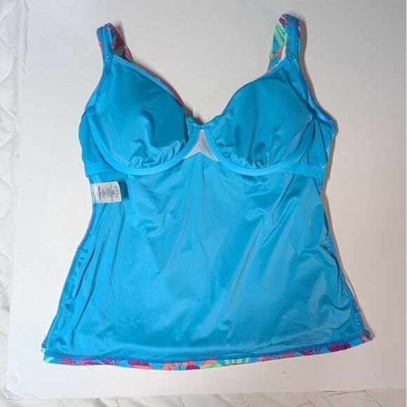 Lands End Tankini Top Floral Tropical Swim Plus Beach Vacation Womens 16 - Picture 4 of 6